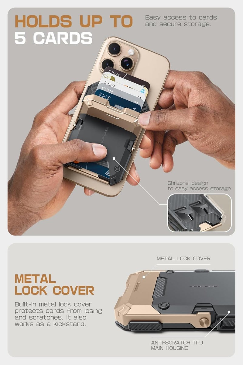 SupCase for MagSafe Wallet with Stand, Magnetic Wallet for Men, [Hold 5 Cards] [Adjustable Stand] [RFID Blocking] Phone Stand Credit Card Holder Tripod for iPhone 17/16/15/14/13/12 Series, Desert - Image 4